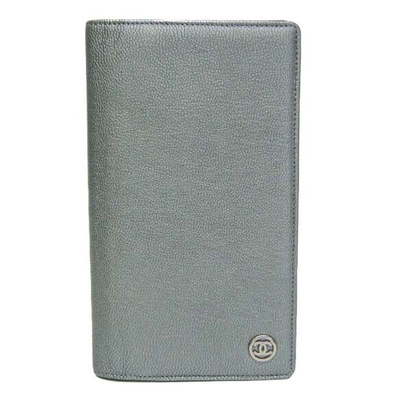 CHANEL Authentic Silver Leather Wallet